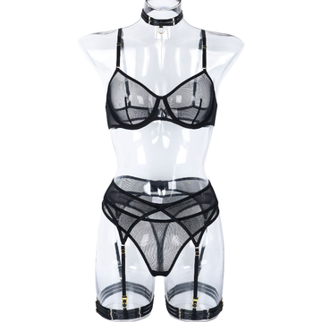 Woman's 3 Pieces Transparent Erotic Underwear / Ladys Bra Garters Brief Sets Lingerie - EVE's SECRETS